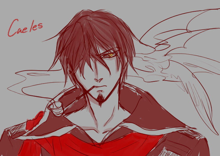 A cool sketch of Caeles bearing an aura of intimidation.
