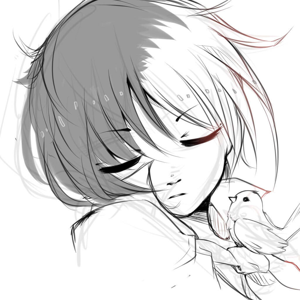 Adorable, serene sketch of Galvan's old cover of 7 Color Morning.